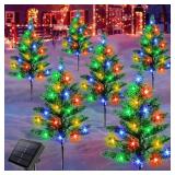 Homeleo 6-Pack Solar Small Christmas Trees for Outdoor Decorations, 120 LED Artificial Prelit Christmas Tree, Solar Powered Mini Xmas Tree with Lights for Outside Pathway Porch Yard Christmas Decor