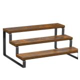 Giikin 3-Tier Spice Rack, 13.8 Inch Wood Step Shelf Countertop Spice Storage Holder, Kitchen Pantry Cabinet Organizer Cupboard for Spice Bottles, Jars, Seasonings, Baking Supplies, Metal Frame