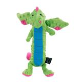 goDog Bubble Plush Skinny Dragons Squeaky Plush Dog Toy, Chew Guard Technology - Green, Large