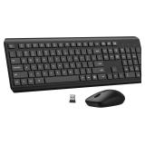 Wireless Keyboard and Mouse Combo, Full Size Silent Ergonomic Keyboard and Mouse, Long Battery Life, Optical Mouse, 2.4G Lag-Free Cordless Mice Keyboard for Computer, Mac, Laptop, PC, Windows