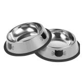 Serentive 1 Pcs Non-Slip Stainless Steel Small Cat Food Bowls - Unbreakable, Thicken 7 Oz Cat Dishes - Indoor, Removable Rubber Base, Easily Clean, Lovely Color