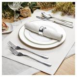 Homejoy Place Mats Set of 8 â Rectangle Rectangular Waterproof Fabric Polyester Cloth Washable Wipeable Heat Resistant Placemats for Kitchen Dining Dinner Table Indoor 13 x 19 Inch Ivory