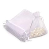 Akstore 50PCS Premium Sheer Organza Gift Bags, 3X4 inch (usable size: 3 x 2.9 inches) Elegant Jewelry Pouches (White)