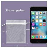 Akstore 50PCS Premium Sheer Organza Gift Bags, 3X4 inch (usable size: 3 x 2.9 inches) Elegant Jewelry Pouches (White)