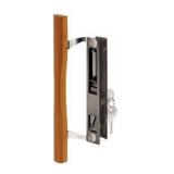Sliding Glass Door Handle Set  6-5/8 in.  Diecast and Wood  Hook Style
