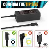 19V 3.42A 65W AC Adapter Laptop Charger Rreplacement for Acer Chromebook 11 13 14 15 R11 CB3 CB5 C740 C720 C720p C738T C731 CB3-532 CB3-131 CB3-531 CB5-571 CB5-311 CB5-132T PA-1650-80 Power Cord