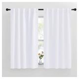NICETOWM Window Treatment Curtain Panels - (White Color) W42 x L50, 2 Pieces, Semi Blackout Window Treatment Drape Panel for Kids Bedroom