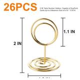 Hoewina 26Pcs Table Number Holders, Place Card Holder, Wire Picture Holder, Small Size Table Card Holders, Photo Holder for Centerpieces, Wedding Reception, Party, Birthday (Gold)