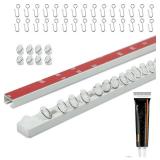 OEOEKHDJ Self Adhesive Curtain Track Ceiling Or Wall, No Drill Curtain Rod, Adhesive Curtain Rod For Windows Cabinet Closet Bathroom Shower Curtain (32 Inch) (256 Inch)