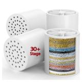 Longriver 4 Pack 33 Stage Universal Shower Filter Replacement Cartridge - Hard Water Purifier Removes Chlorine, Heavy Metals, Iron, Sediments - High Output Water Softener for Skin & Hair