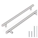 Probrico 5 Pack Brushed Stainless Steel Hollow Kitchen Cabinet Pulls Kitchen Door Handles Dresser Pulls 10\"/256mm Hole Centers