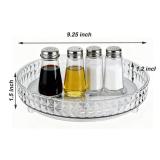 Lazy Susan Turntable Organizer, Rotating Makeup Organizer for Vanity, Desktop Cosmetics Display Cabinet Perfume Organizer for Kitchen, Bathroom, Dorm, Bedroom (Diamond Clear, 9.25inch 1 Tier)