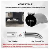Mupera Universal 3.5 Inch Turn Down Exhaust Tip, 3.5\" Outlet, 12\" Long Silver Professional Tail Pipe Exhaust Tip with Bolt-On, for all 3.5 Inch Outside Diameter Exhaust Tips