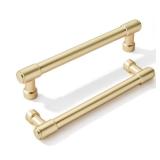 Khtumeware 10 Pack Brushed Brass Cabinet Hardware - 6 Inch(152mm) Hole Center Gold Drawer Pulls for Kitchen, Bathroom, Dresser