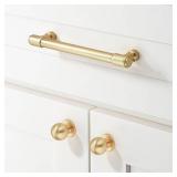 Khtumeware 10 Pack Brushed Brass Cabinet Hardware - 6 Inch(152mm) Hole Center Gold Drawer Pulls for Kitchen, Bathroom, Dresser
