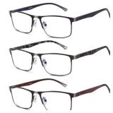 Lcbestbro 3 Pack Business Blue light Blocking Reading Glasses for Men, 0.5 Metal Readers