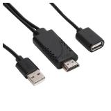 Mrisata 2 in 1 1080P USB to HDMI Adapter, USB Female to HDMI Male, iPhone Android, Black, 1M