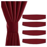 NICETOWN Magnetic Curtain Tiebacks - Modern Unique Upgraded Design Decorative Drape Tie Backs Holder for Window Draperies, No Tools Required (Burgundy Red, 18.5 X 4 Inches, Set of 4)