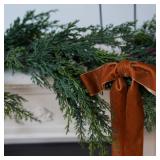 Christmas Cedar Garland,1Pcs 6ft Real Touch Cedar Pine Garland for Mantle Fireplace Outdoor Indoor Christmas Decorations