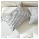 WARMDERN Grey Pillow Covers King Pillow Cases Soft Microfiber Pillow Cases Set of 2 Boho Textured Pillowcase with Envelope Closure(Grey, King 20x36 Inches)