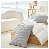 WARMDERN Grey Pillow Covers King Pillow Cases Soft Microfiber Pillow Cases Set of 2 Boho Textured Pillowcase with Envelope Closure(Grey, King 20x36 Inches)