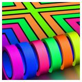 Whaline 6 Colors Neon Gaffer Cloth Tape, Fluorescent UV Blacklight Tape for UV Party (0.6 inch x 16.5 feet)