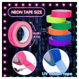 Whaline 6 Colors Neon Gaffer Cloth Tape, Fluorescent UV Blacklight Tape for UV Party (0.6 inch x 16.5 feet)