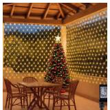 HEYCOLOR Christmas Net Light Outdoor Mesh Decor, 10x10ft 280 LED Warm White Blanket Xmas Lights Outside Decorations Waterproof with 8 Modes,Timer for Bushes Shrubs Hedge Trees Grass