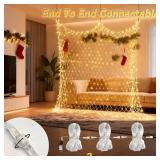 HEYCOLOR Christmas Net Light Outdoor Mesh Decor, 10x10ft 280 LED Warm White Blanket Xmas Lights Outside Decorations Waterproof with 8 Modes,Timer for Bushes Shrubs Hedge Trees Grass