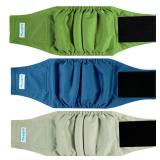Paw Legend Washable Dog Belly Band Wrap Diapers for Male Dog | High Absorbing Puppy & Doggy Diapers Male (3 Pack,Army,Grey,Navy,Small)