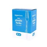 Amazon Basics Disposable Clear Plastic Forks, Premium Quality, 100 Count, Large Pack