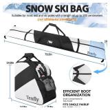 TENFLY Ski Bag and Boot Bag Combo, Snow Ski Bags for Air Travel, Water- resistant Safety Reinforce Ski Travel Bag Fits for Skis Up to 200 CM and Boots Up To Size US13, Black-White