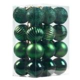 Emopeak 24Pcs Christmas Balls Ornaments for Xmas Christmas Tree - 4 Style Shatterproof Christmas Tree Decorations Hanging Ball for Holiday Wedding Party Decoration Dark Green