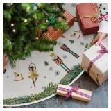 AVOIN colorlife Holly Nutcracker Christmas Tree Skirt 36 Inch, Winter Holiday Tree Mat Decoration