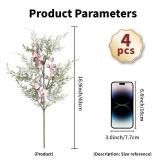 Pack of 4 Artificial Frosted Pine Branches with Red Berries 17\" Snowy Christmas Tree Picks Winter Greenery Sprays White Fake Cedar Holly Berry Stems for Vase Fillers Craft Wreath Holiday DÃ©cor (Re