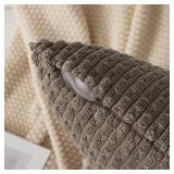 Kevin Textile Pack of 2 Corduroy Decorative Throw Pillow Covers 22x22 Inch Soft Boho Striped Pillow Covers Modern Farmhouse Home Decor for Spring Sofa Living Room Couch Bed Light Brown