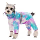 Dog Coats for Small Dogs, Polar Fleece Dog Pajamas Bodysuit, Puppy Onesies Tie Dye Jumpsuits, Dogs Warm Clothes Four-Legged, Doggie Fullbody Winter Jacket Vest