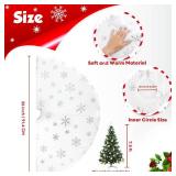 Christmas Tree Skirt 36 Inch, Holiday Part Decorations for Christmas Tree, Whit Plush Sliver Sequin Snowflake Tree Shirt for Xmas