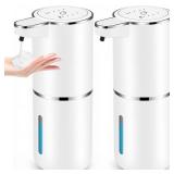 2 Pack Automatic Soap Dispensers,12.8oz/380ml USB Touchless Automatic Foaming Soap Dispenser,Rechargeabled Wall Mounted Smart Soap Dispenser for Bathroom Kitchen Dish Soap