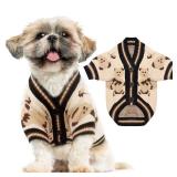 ABRRLO Small Dog Sweaters Cute Bear Dog Cardigans Clothes for Small Medium Dogs Boy Girl Puppy Cat Knitting Cardigan Outfits Dogs Winter Coats Warm Pet Doggy Clothes Soft Knitwear Apparel (Beige,XS)