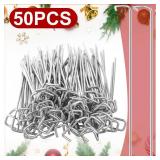 Hicarer 50 Pack Christmas Light Stakes 4 Inch Ground Metal Lawn Stakes for Yard LED String Lights for Outdoor Garden Lawn Pathway Patio Walkway Decorations