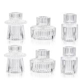 WELLIFE Candlestick Holders-Glass Candle Holder, Clear - Set of 6 for Wedding, Party & Table Centerpiece Decor