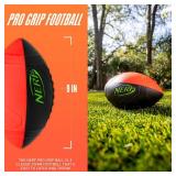 NERF Kids Foam Football - Pro Grip Youth Soft Foam Ball - Indoor + Outdoor Football for Kids - Small NERF Foam Football - 9\" Inch Youth Sized Football - Red + Black