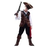 PGOND Boys Deluxe Pirate Costume with Hat Party Costume (14-16Y)