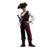 PGOND Boys Deluxe Pirate Costume with Hat Party Costume (14-16Y)
