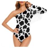 Cow Print Disco Cowgirl Outfit Black Nashville Outfits for Women White Western Fringe Shirt One Shoulder Long Sleeve Bodysuit for Women Cow Print L