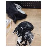 Foxiny Sexy Stockings Mini Skirt Mesh Sheer Lace Halloween Costume Maid Outfit Lingerie with Thong Set 4 Piece Women Roleplay See Through Matching Bra Panty Underwear Black Medium