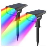 Solar Outdoor Lights,40 LEDs Color Changing RGB Solar Landscape Path Lights,USB & Solar Powered Multicoloured Spotlights,14 Colors Auto Cycling Spotlights for Yard,Garden,2 Pack