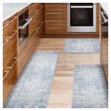 MATBAR Kitchen Rugs Sets of 3 Non Slip Washable Kitchen Mats for Floor 3 Piece Set Boho Kitchen Rug Sets Gray Runner Carpets Absorbent for Laundry Room Hallway Sink