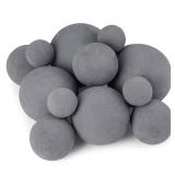 Stanbroil 12 Pack Ceramic Balls, Mixed 4 Sizes Fireplace Balls, Modern Accessory for Indoor or Outdoor Fireplace, Fire Pits and Fire Bowl, Gray